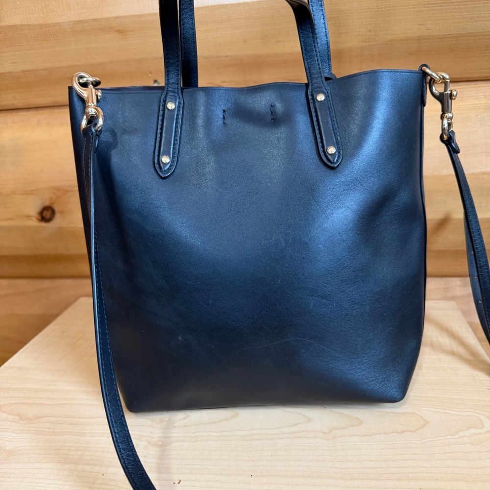COACH 78217 Central‎ Shopper Tote Tote Bag Black Leather Brass Hardware Purse - Picture 4 of 16